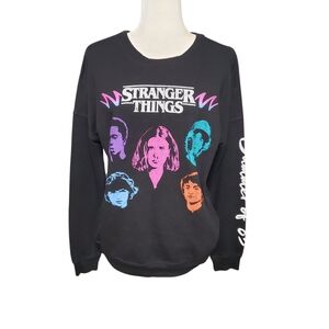 Stranger Things Black Pullover Size L Long Sleeve Graphics Lightweight Netflix